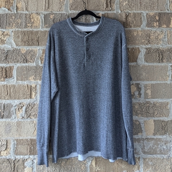 L.L. Bean Two-Layer River Drivers Shirt Long Sleeve Henley Gray XL Wool - Picture 6 of 6